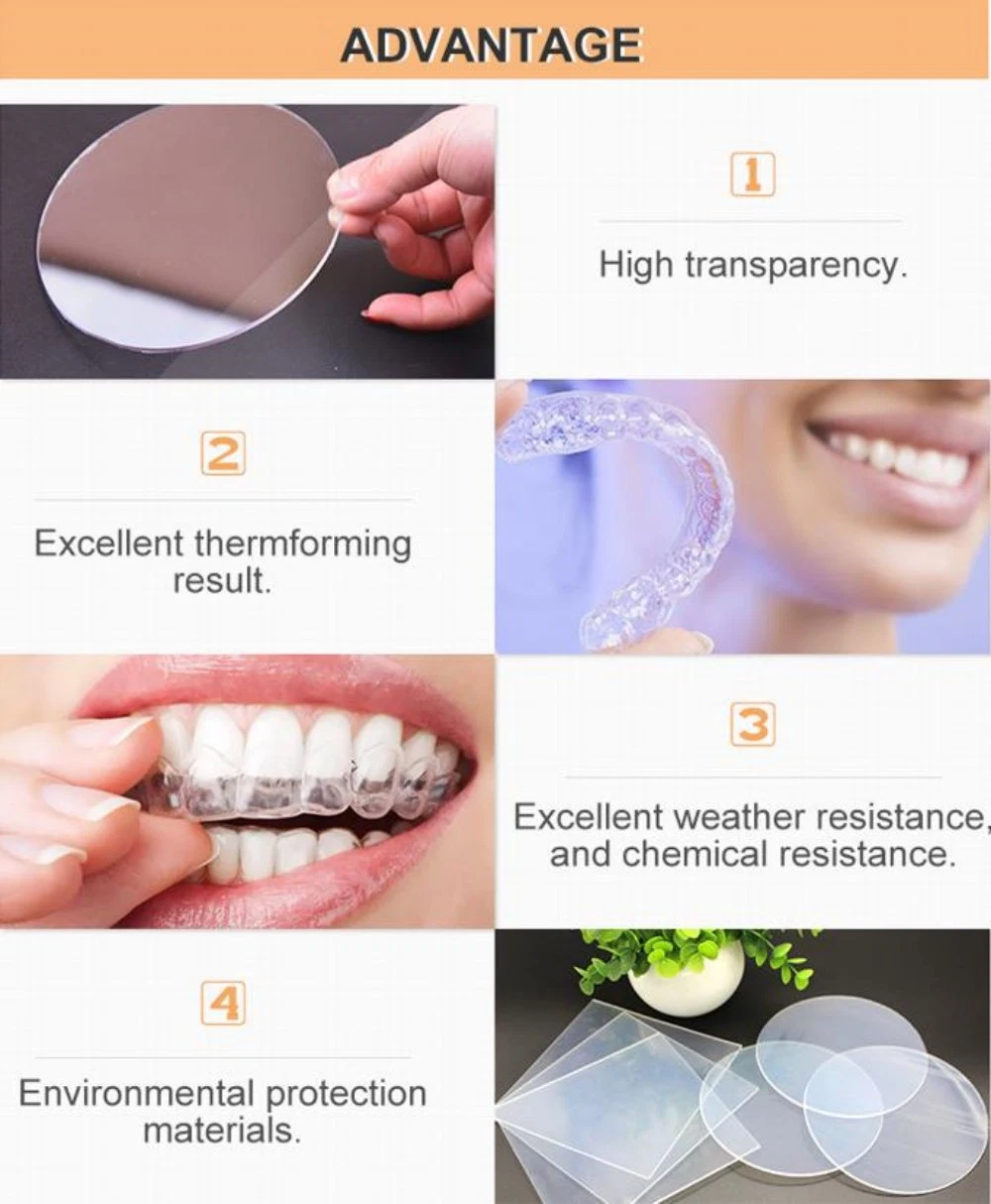 OEM Private Label Orthodontic Dental Vacuum Splint Sheets Clear Invisible PETG Teeth Aligners for Teeth Alignment