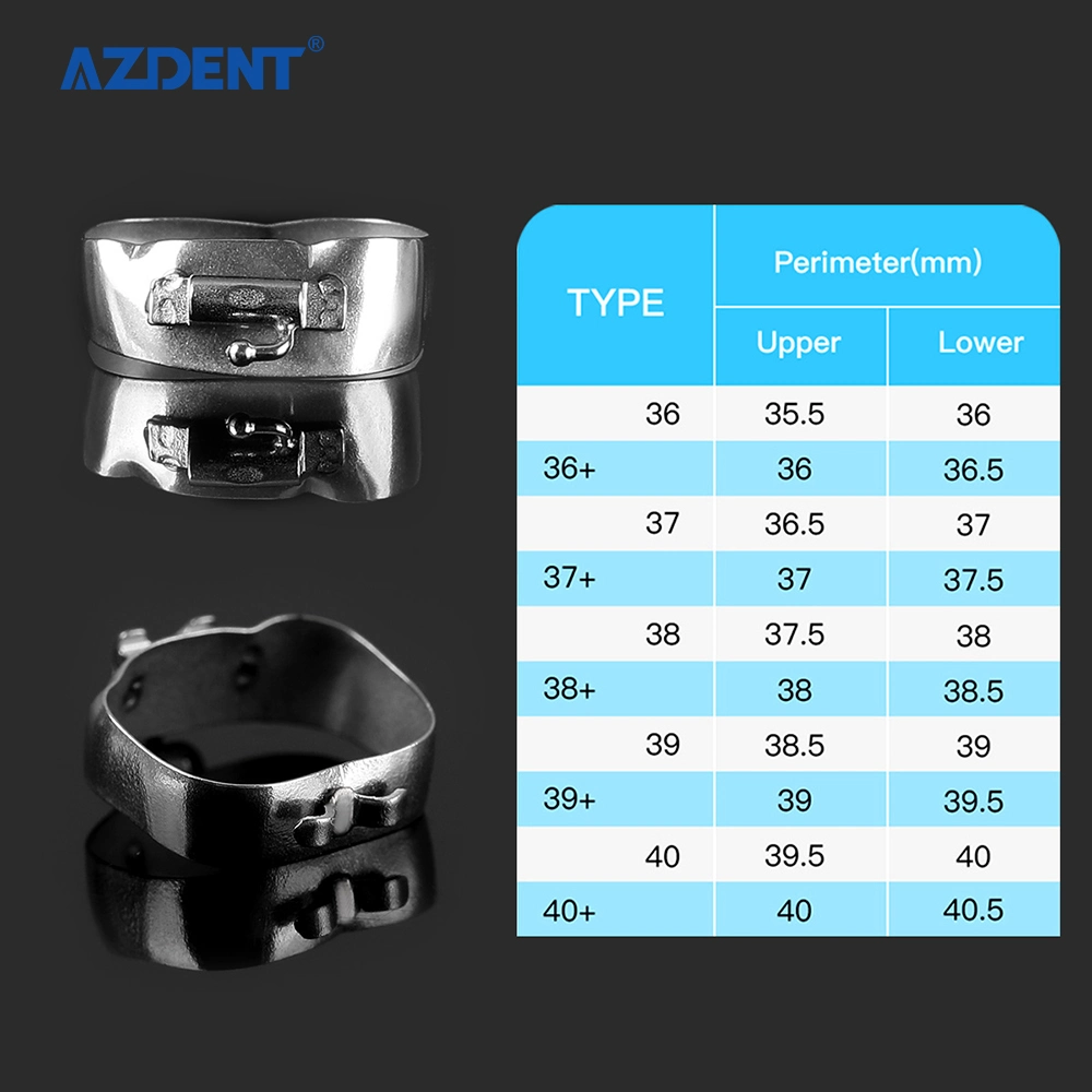Azdent Dental Orthodontic 1st Molar Brands M-Series Bands Prewelded with Buccal Tube Conv Roth. 022 Single U/2 L/1 +Small Cleat